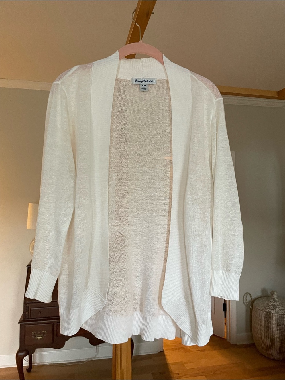 Tommy Bahama White Lightweight Open-Front Lea Cardigan - Picture 5 of 9